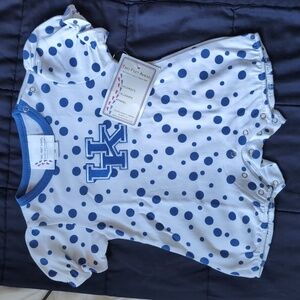 TWO FEET AHEAD Toddler Girl's "UK" Polka Dot Romper - Size 12 Mos.